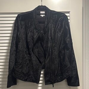 Kensie Black velvet Jacket with Cropped Open Front